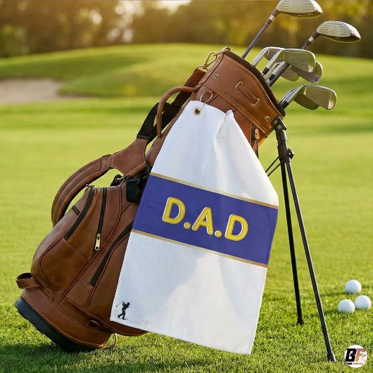 Personalized D.A.D Blue & Yellow Custom Father's D Golfhandtuch