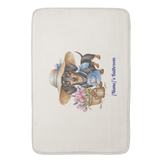 Personalized Dachshund Bath Mat  Badematte (Vorderseite Vertikal)