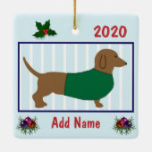 Personalized Dachshund - Doxie Puppy Dog - Green Keramikornament (Rückseite)