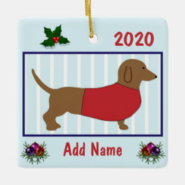 Personalized Dachshund - Doxie Puppy Dog - Red Keramikornament