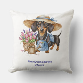 Personalized Dachshund Garden Throw Pillow Kissen