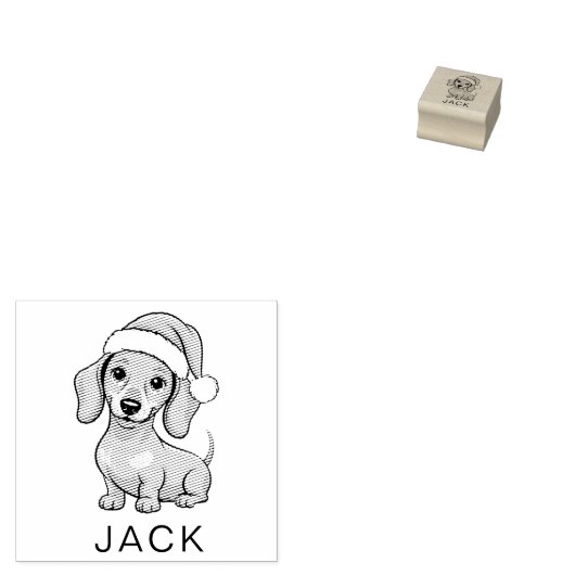 Personalized Dachshund in Santa Hat Christmas Gummistempel (Stempel)