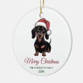 Personalized Dachshund in Santa Hat Christmas      Keramik Ornament (Links)