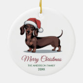 Personalized Dachshund in Santa Hat Christmas Keramik Ornament (Hinten)