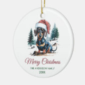 Personalized Dachshund in Santa Hat Christmas Keramik Ornament (Links)