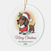 Personalized Dachshund in Santa Hat Christmas Keramik Ornament (Links)