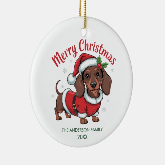 Personalized Dachshund in Santa Hat Christmas Keramik Ornament (Rechts)