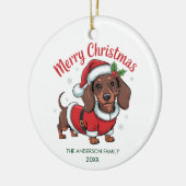 Personalized Dachshund in Santa Hat Christmas Keramik Ornament (Links)
