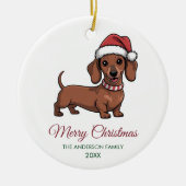 Personalized Dachshund in Santa Hat Christmas Keramik Ornament (Vorne)