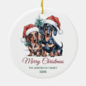Personalized Dachshund in Santa Hat Christmas Keramik Ornament (Hinten)