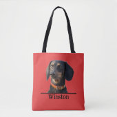 Personalized Dachshund Tote–Custom Pet Portrait Tasche (Vorderseite)