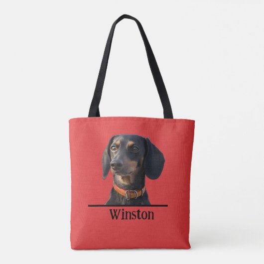 Personalized Dachshund Tote–Custom Pet Portrait Tasche (Rückseite)