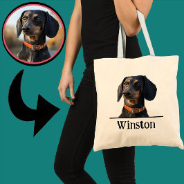 Personalized Dachshund Tote–Custom Pet Portrait Tragetasche