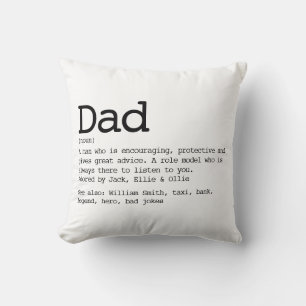 Personalized Dad Definition Black And White Kissen