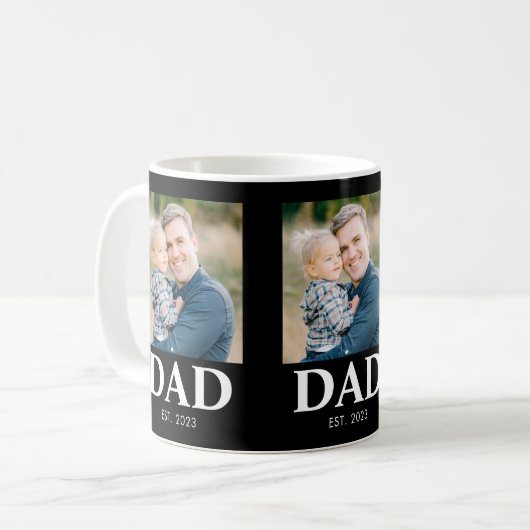 Personalized Dad Established Photo Fathers Day Kaffeetasse (Vorderseite Links)