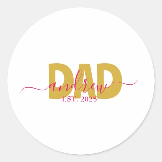 PERSONALIZED DAD TO BE RUNDER AUFKLEBER (Vorderseite)