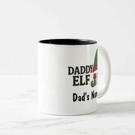 Personalized Daddy Elf Mug – Custom Christmas Gift Zweifarbige Tasse (VorderseiteRechts)
