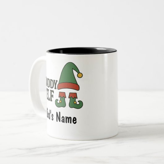 Personalized Daddy Elf Mug – Custom Christmas Gift Zweifarbige Tasse (Vorderseite Links)
