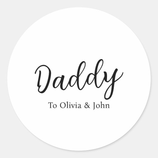 Personalized Daddy Runder Aufkleber (Vorderseite)