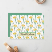 Personalized Daffodils Floral Botanical Note Card Mitteilungskarte (Vorderseite/Rückseite Beispiel)