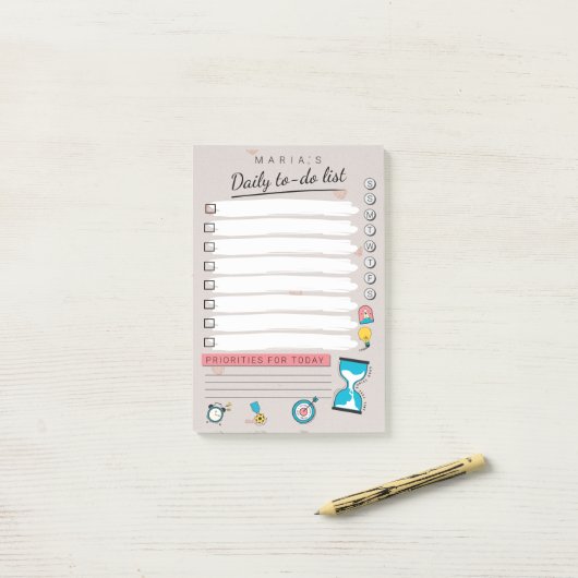 Personalized Daily to do list Post-it Klebezettel (Auf Schreibtisch)