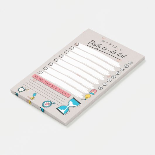 Personalized Daily to do list Post-it Klebezettel (angewinkelt)