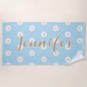 Personalized Daisy Beach Towel, Custom Beach Towel Strandtuch (Vorderseite)
