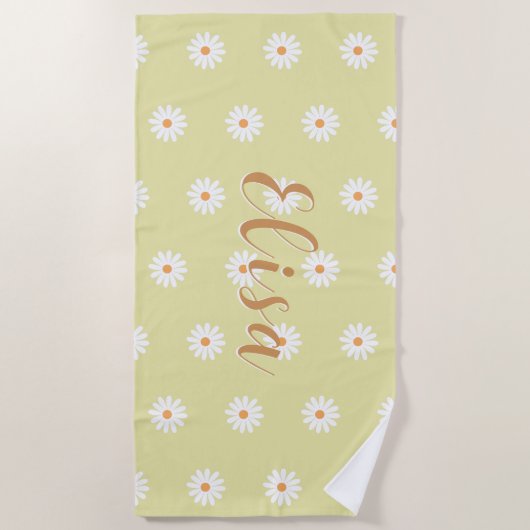 Personalized Daisy Beach Towel, Custom Beach Towel Strandtuch (Vorderseite)