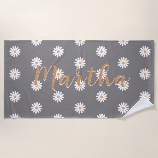 Personalized Daisy Beach Towel, Custom Beach Towel Strandtuch (Vorderseite)