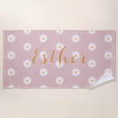 Personalized Daisy Beach Towel, Custom Beach Towel Strandtuch (Vorderseite)