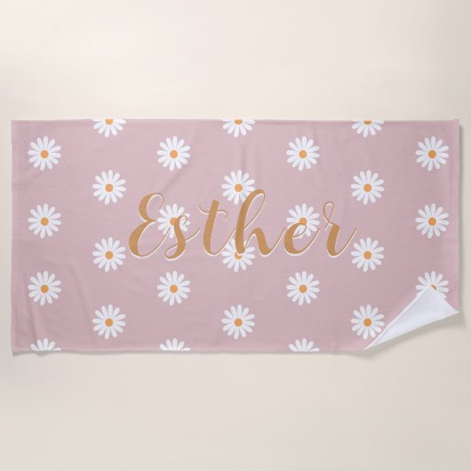 Personalized Daisy Beach Towel, Custom Beach Towel Strandtuch (Vorderseite)