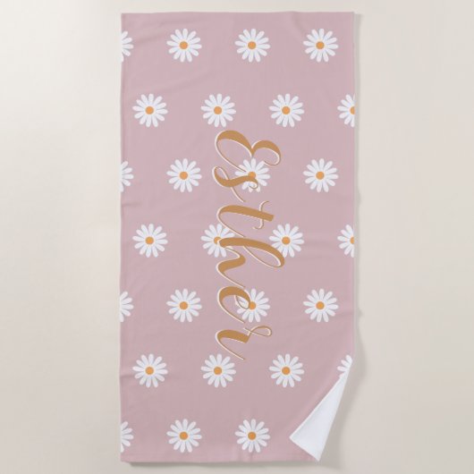 Personalized Daisy Beach Towel, Custom Beach Towel Strandtuch (Vorderseite)