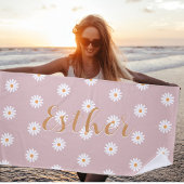 Personalized Daisy Beach Towel, Custom Beach Towel Strandtuch