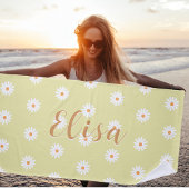 Personalized Daisy Beach Towel, Custom Beach Towel Strandtuch