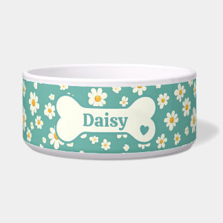 Personalized Daisy Dog Bowl – Cute Floral Pet Bowl Napf