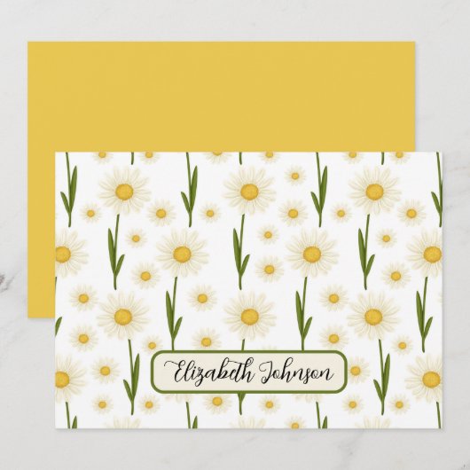 Personalized Daisy Floral Botanical Note Card Mitteilungskarte (Vorne/Hinten)