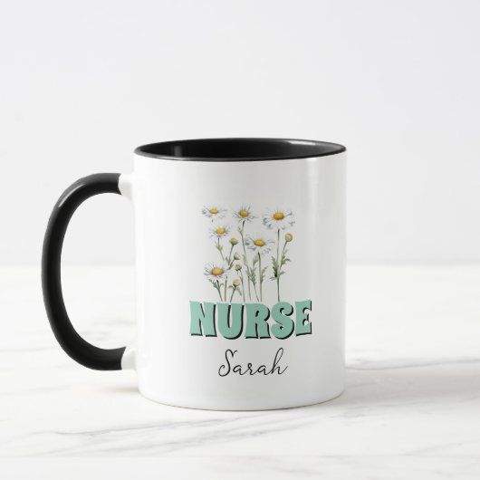 Personalized Daisy Flowers Nurse Coffee Mug  Tasse (Links)