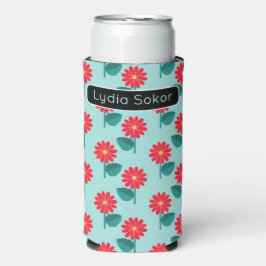 Personalized Daisy Pattern Can Cooler Selters Dosenkühler