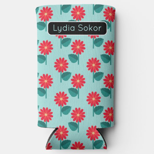 Personalized Daisy Pattern Can Cooler Selters Dosenkühler (Vorderseite)