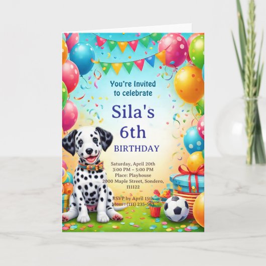Personalized Dalmatian Birthday Invitation Karte (Vorderseite)