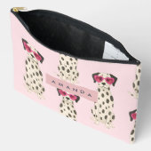 Personalized Dalmatian Dog with Pink Heart Glasses Zubehörtasche (Offen)