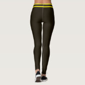Personalized Dark Brown Yellow Stripes Custom Text Leggings (Rückseite)