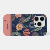 Personalized Dark Floral Tulip Pattern Phone Case iPhone Hülle (Rückseite (Horizontal))