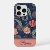 Personalized Dark Floral Tulip Pattern Phone Case iPhone Hülle (Rückseite)