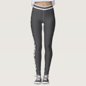Personalized Dark Grey White Stripes Custom Text Leggings (Vorderseite)