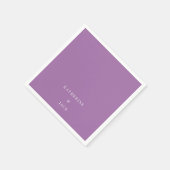 Personalized Dark Lavender Wedding Cocktail Serviette (Ecke)