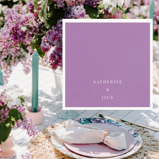 Personalized Dark Lavender Wedding Cocktail Serviette