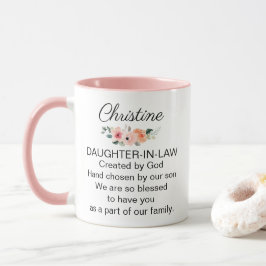 Personalized Daughter In Law Religious Poem Floral Tasse