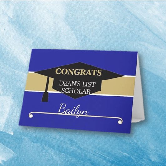 Personalized DEAN'S LIST Scholar congrats card Karte