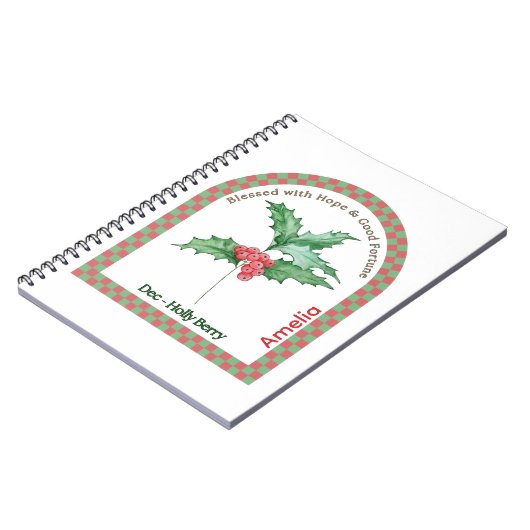 Personalized December Birth Month Flower Notebook Notizblock (Linke Seite)